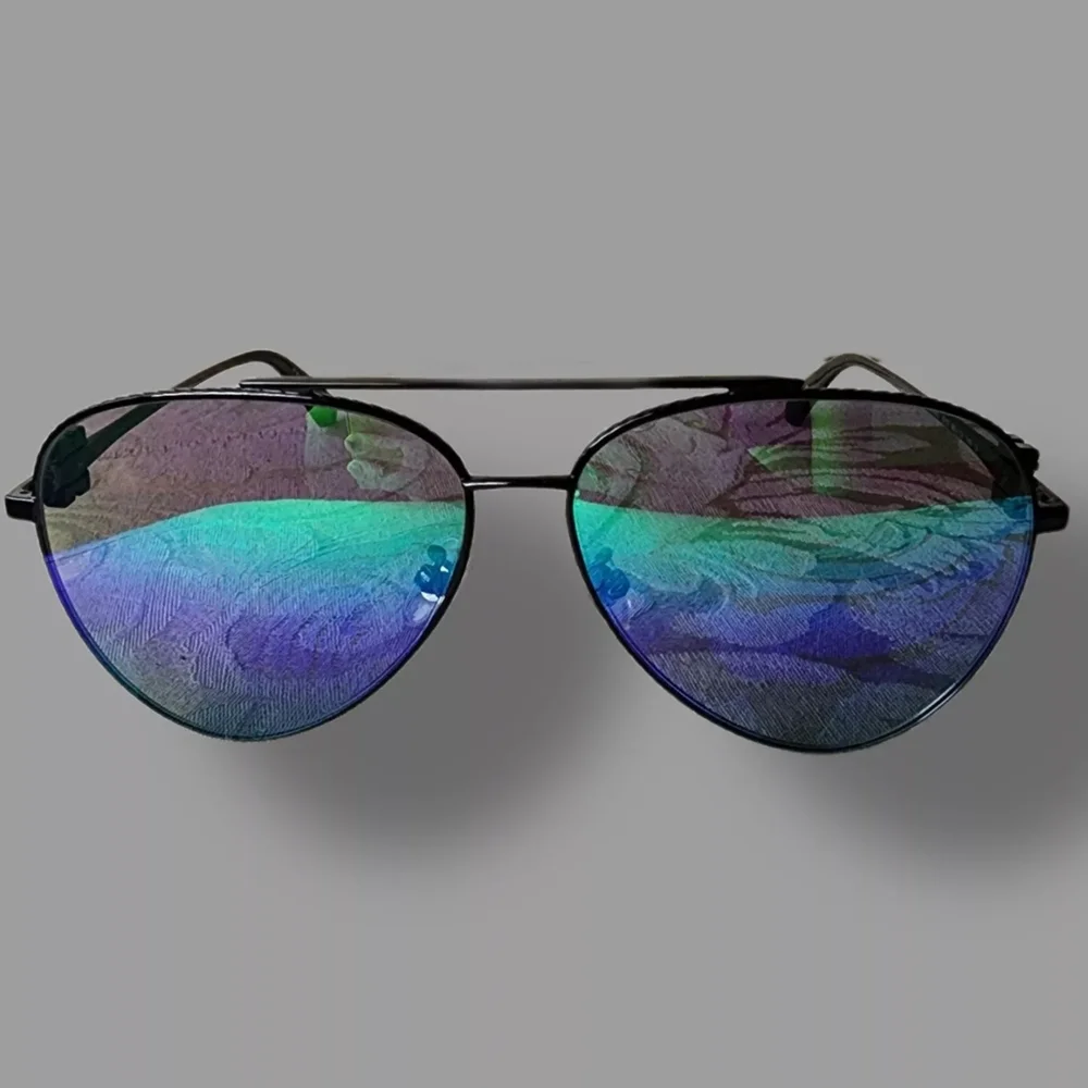 Off-White Virgil Abloh Gradient Aviator Sunglasses Blue Purple Mirror NWT